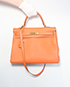 Hermes Kelly 35 Clemence Leather in Orange, front view